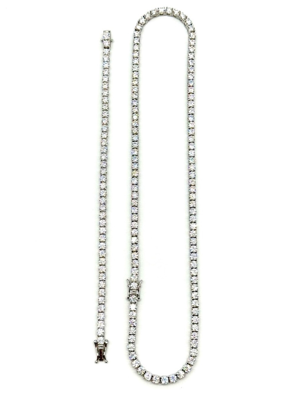 925 Silver, 4mm Moissanite Tennis Chain & Bracelet Set